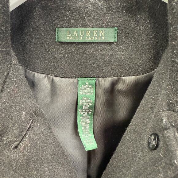 LRL Ralph Lauren Womens Wool Blend Black Peacoat Size 4 Button Front Pockets - Picture 3 of 3